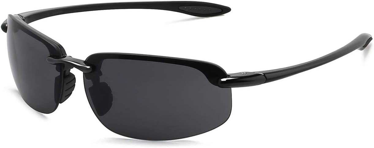 JULI Sports Sunglasses for Men Women Tr90 Rimless Frame for Running Fishing Baseball Driving MJ8001