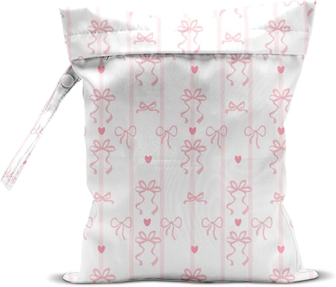 Wet Bag for Swimsuit, Beach Travel Essentials Wet Dry Bag, for Sunscreen Toiletry Dirty Clothes Yoga Gym Diaper, Friends Summer Beach Vacation Gifts. Bow Stripes