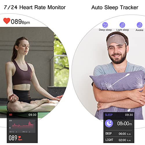 Popglory Smart Watch, Smartwatch with Blood Pressure, Blood Oxygen Monitor, Fitness Tracker with Heart Rate Monitor, Full ...