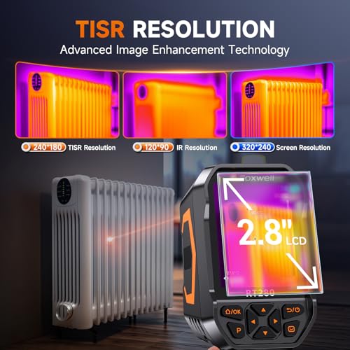 FOXWELL RT280 Thermal Imaging Camera, 320 X 240 2.8" LCD Screen Thermal Camera, TISR Resolution 240 x 180, 25Hz Handheld I...