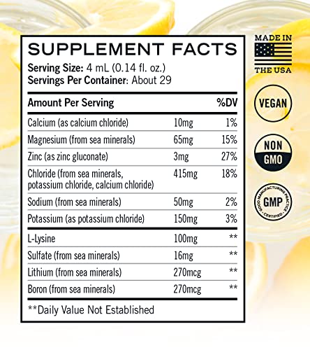 Daylyte Electrolyte Drops, Lemon, Sugar Free Daily Hydration Supplement with Magnesium, Calcium, & Zinc (29 Servings)