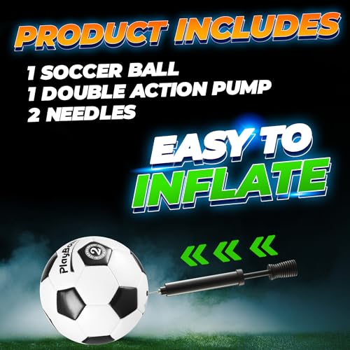 PlayBolt Soccer Ball Size 2/3/4 or 5 - Premium PVC Leather Cover - Youth Soccer Balls with Pump - Sports Training, Practic...