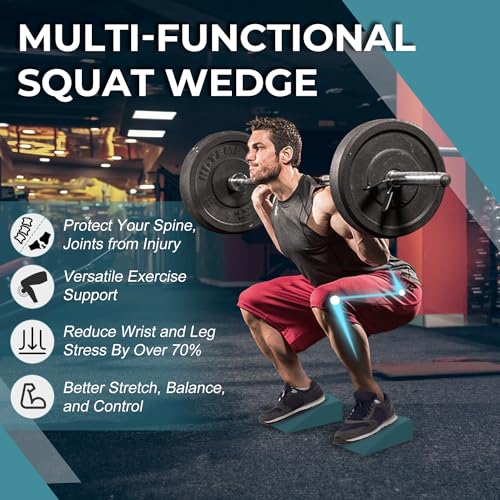2 Pack Squat Wedge, Supportive Foot Wrist Exercise Wedge for Squat, Yoga, Pushup, Balance, Stretch, Strength, Pilates, Pla...