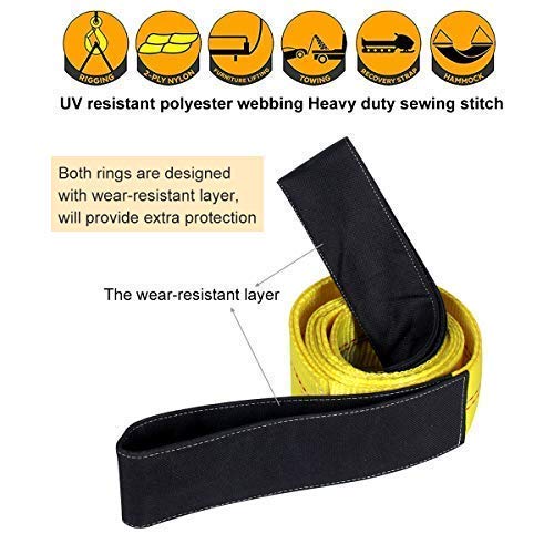 Lift Sling Straps, JCHL 6.5'X2 Heavy Duty Flat Eye Lift Sling 13,000 lbs Capacity Lifting Straps Nylon Tree Saver Recovery...