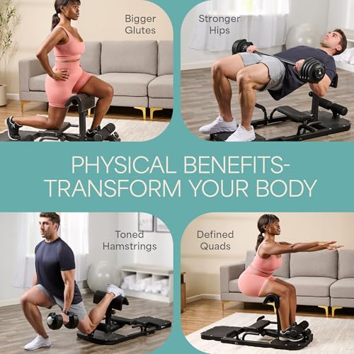 Lifepro Hip Thrust Machine – Adjustable Glutes Workout Equipment for Home – GluteBlast Foldable Booty Builder, Sissy Squat...