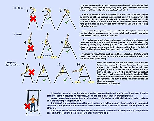 KT TOES DON'T TOUCH GROUND Foldable Free Standing Pull Up Bar Stand Sturdy Power Tower Workout Station For Home Gym Streng...