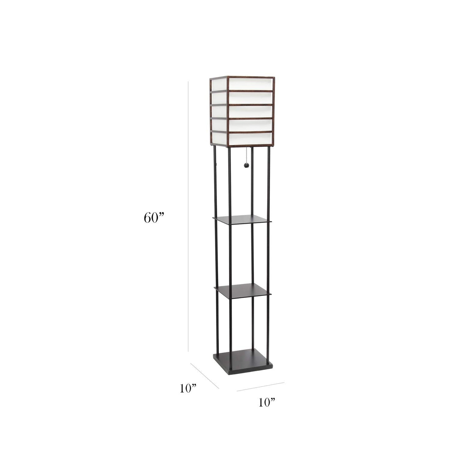 Simple Designs LF1022-DWD Metal Etagere Floor Lamp, Dark Wood, 1 Light