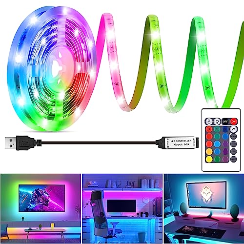 HOUHUI LED Strip Lights 6.56Ft, RGB LED Lights Strip for 40-60in TV Backlight, RGB Color Strips Light Waterproof IP65 with...