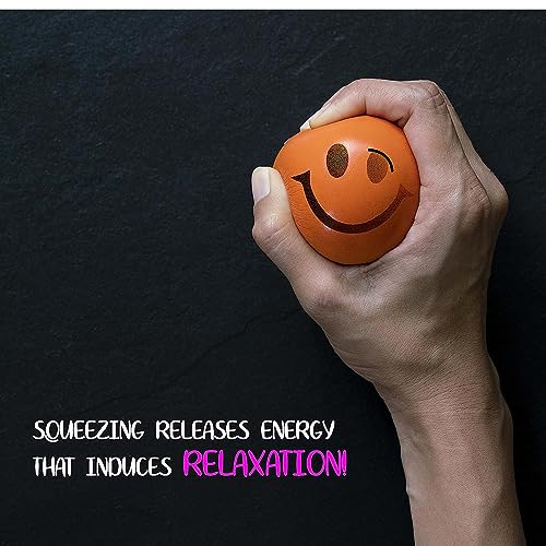 Neliblu Neon Smile Stress Balls for Adults and Kids - Foam Squeeze Ball for Relaxation and Fun - Pack of 12 Happy Face 2....
