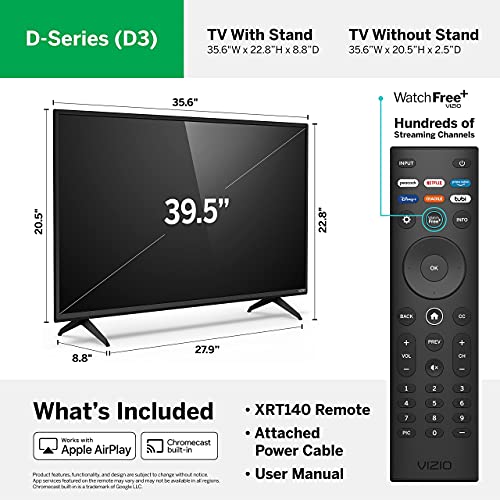 VIZIO 40-inch D-Series Full HD 1080p Smart TV Chromecast Built-in Streaming Channels, D40f-J09, 2021 Model 40 inches (Rene...