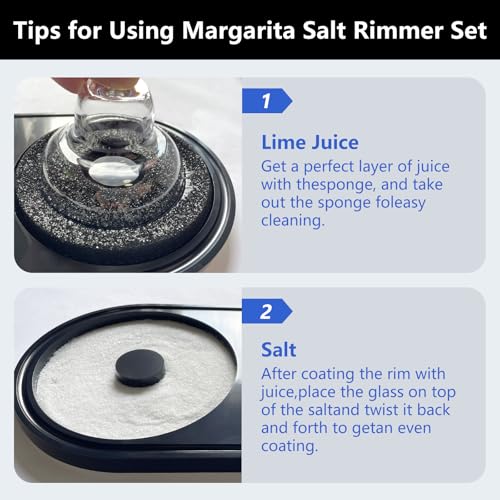 KKJCXY Bar Glass Rimmer – All-in-One Margarita Salt Rimmer Set for Cocktails, Salt and Sugar Rimmer Tray for Drinks – Drin...