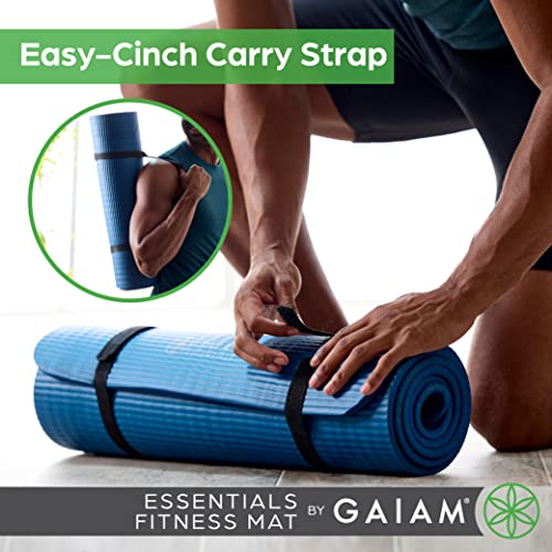 Gaiam Gaiam Essentials 2/5" Thick (10mm) Yoga & Pilates, Fitness & Exercise Mat with Easy-Cinch Carrier Strap Cusion Suppo...