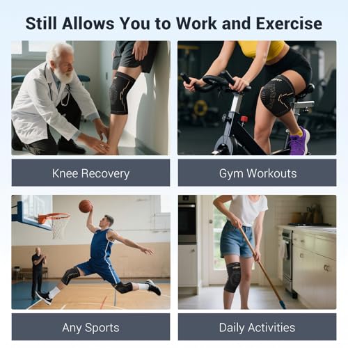 Janustar Copper Knee Braces for Men & Women – Knee Compression Sleeves for Pain Relief, Arthritis, Sports and Recovery