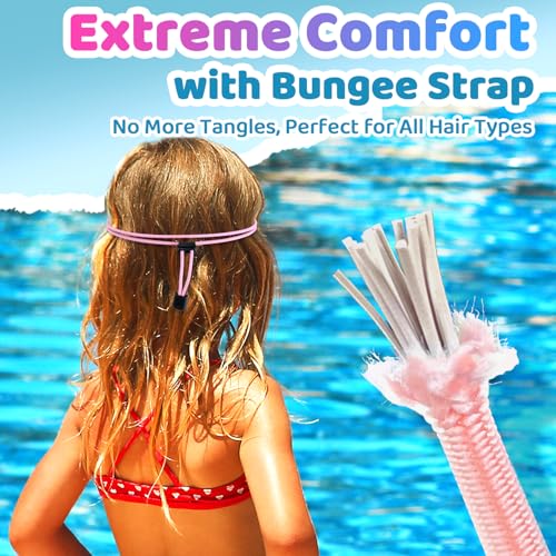 Vvinca Goggles for Kids 6-14 with Bungee Strap 2pc, Toddler Kids Swim Goggles for Swimming 8-12 No Hair Pulling for Boys Girl