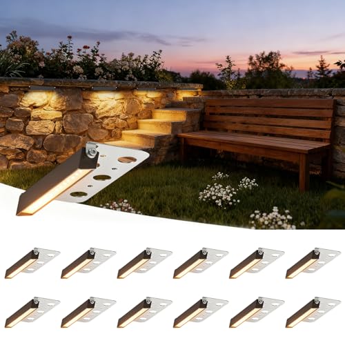Jesled 12 Pack 7Inch Led Retaining Wall Lights  5W Landscape Lighting  Led Hardscape Lighting 12V Paver Lights Low Voltage Hardscape Lights  5W Outdoor Step Lights  2700K Warm White  Waterproof