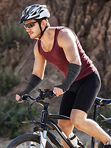 SATINIOR Cut Resistant Sleeves Protective Arm Sleeves Safety Arms Protection Sleeves with Thumb Hole for Garden Kitchen