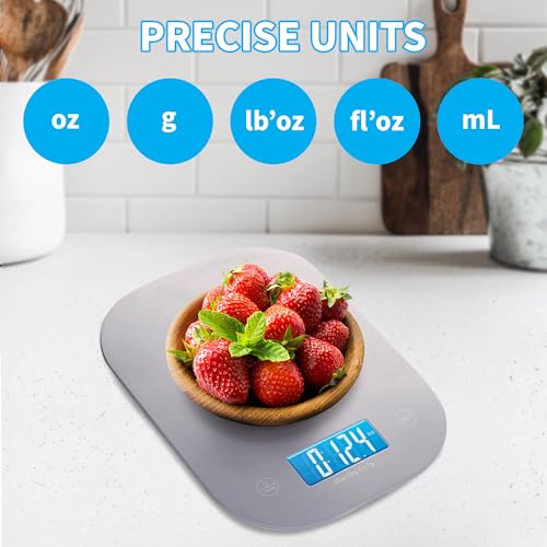 Smart Weigh Gray Digital Kitchen Scale for Cooking, Weight Loss, Calorie Tracking, Baking, Food Portion Control, and Meal ...