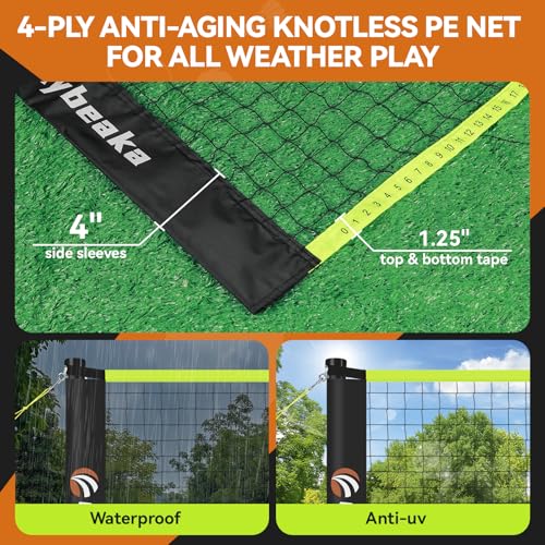 12ft Badminton Net Set for Backyard Beach with Durable Anti-Sagging Net, Heavy Duty Poles, 2 Aluminum Badminton Rackets, 3...