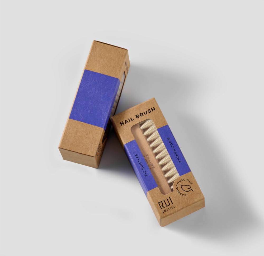 Rui Smiths CarbonConscious Wooden Nail Cleaning Brush with 2-Sided Bristles for Manicure and Pedicure Grooming | Made with Wood