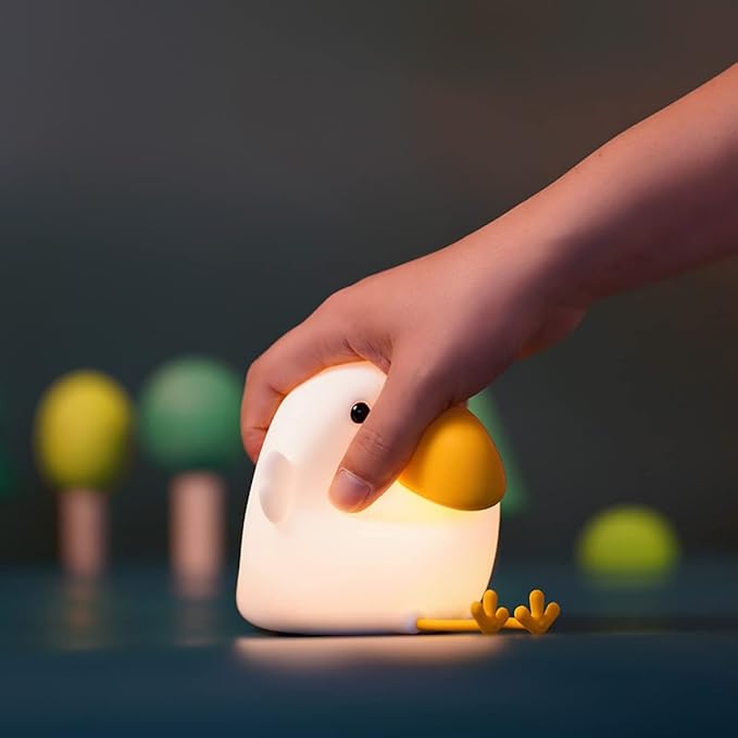 Cute Silicone Bird Night Light, Animal Nursery Lamp, Squishy LED Night Light for Bedroom, Kawaii Room Decor NightLight, Rechargeable Bedside Silicone Lamp, Ideal Gift (Bird)