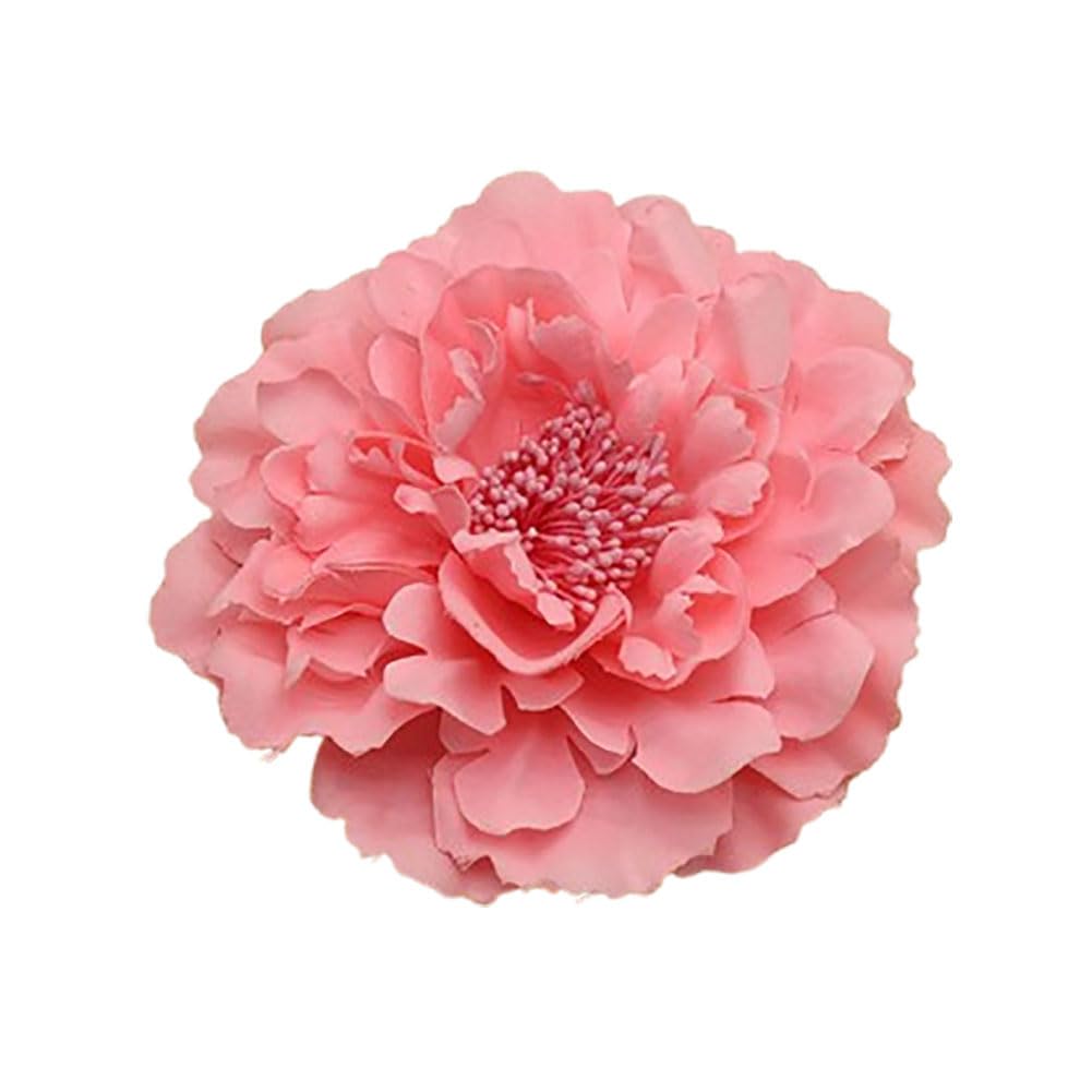 Koolgil Women's Bohemia Peony Flowers Hairpin Hair Clip Flower Brooch for Travel Party Festivals (Light Pink) (Pack of 1)