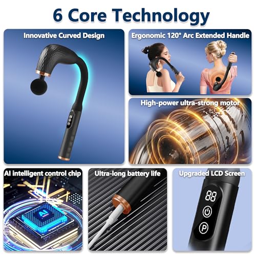 UFFAE Massage Gun with Upgraded Extension Handle, Back Massager for Pain Relief Deep Tissue, Muscles/Neck/Shoulders/Waist/...