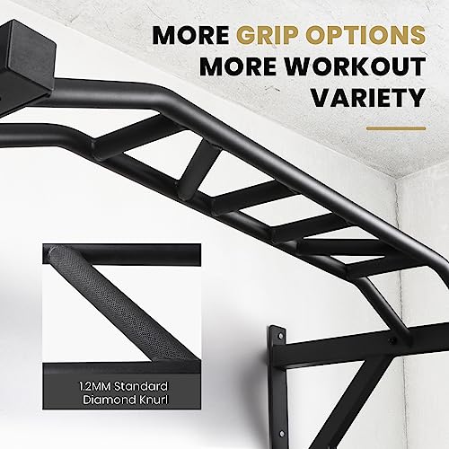 LIONSCOOL Multifunctional Wall Mounted Pull Up Bar with Pulley System, 48" and 16"/24" Multi-Grip Chin Up Bar, Cable Pulle...