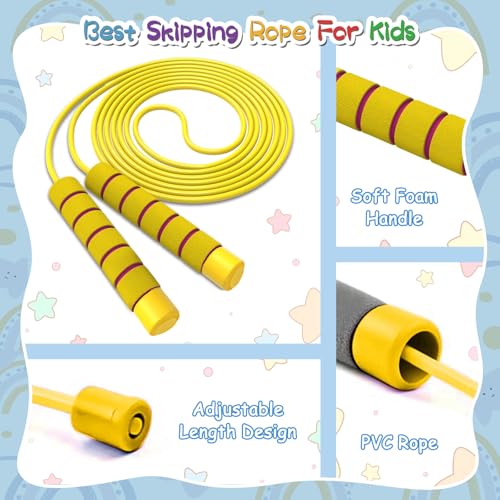 Jump Rope For Kids,Jump Rope Kids,Adjustable Soft Skipping Rope With Skin-Friendly Foam Handles For Boys,Girls,Women, Men,...