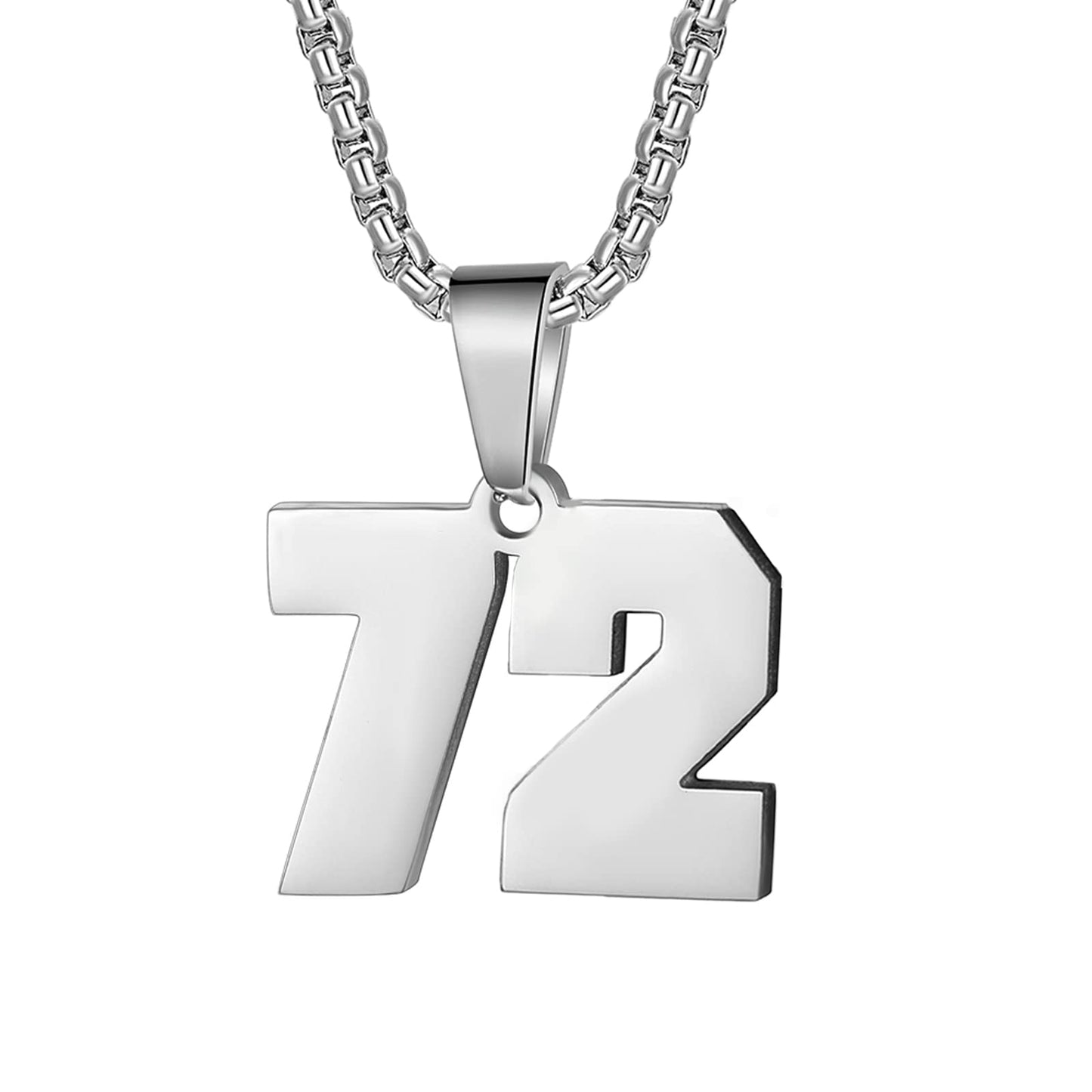 Number Necklaces Personalized Necklaces Silver Initial Number Pendant Stainless Steel Chain Movement Necklaces for Men Women (72