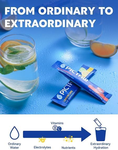PICTAW Electrolytes Powder Packets - Hydration Packets, Liquid Daily IV Hydrate Packet for Dehydration Relief and Rehydrat...