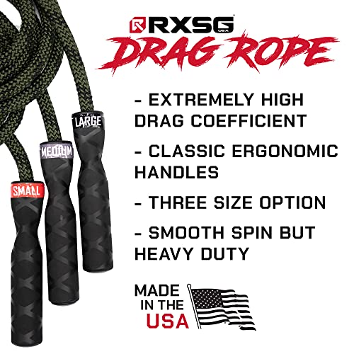 Rx Smart Gear Drag Jump Rope w/Non Slip Ergonomic Handles - Weighted Polypropylene Rope for Fitness & Exercise, Cardio Wor...