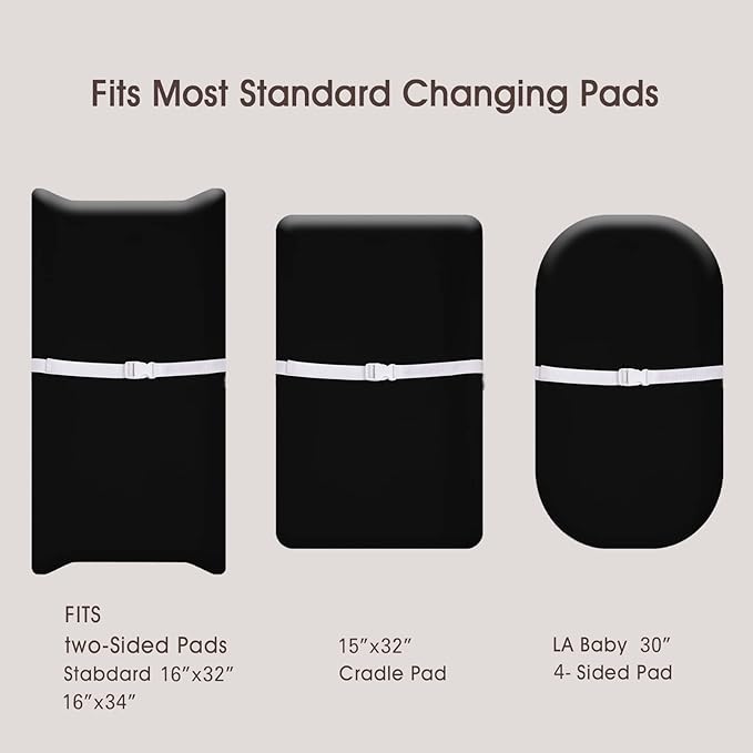PHF Baby Changing Pad Covers for Boys Girls, 2 Pack Ultra Soft Breathable Microfiber Changing Pad Table Sheets for Most Baby Changing Pads, Black & Black