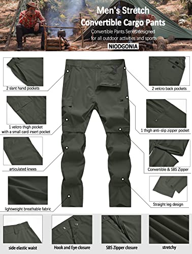 Mens Hiking Convertible Pants Waterproof Lightweight Quick Dry Zip Off Fishing Travel Safari Outdoor Cargo Work