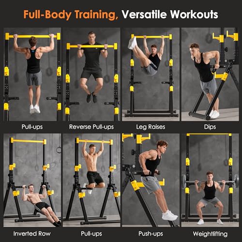 SogesPower Power Tower Pull Up Bar Station, Foldable Pull Up Dip Station Free Standing for Home Gym,Adjustable Pull Up Bar...