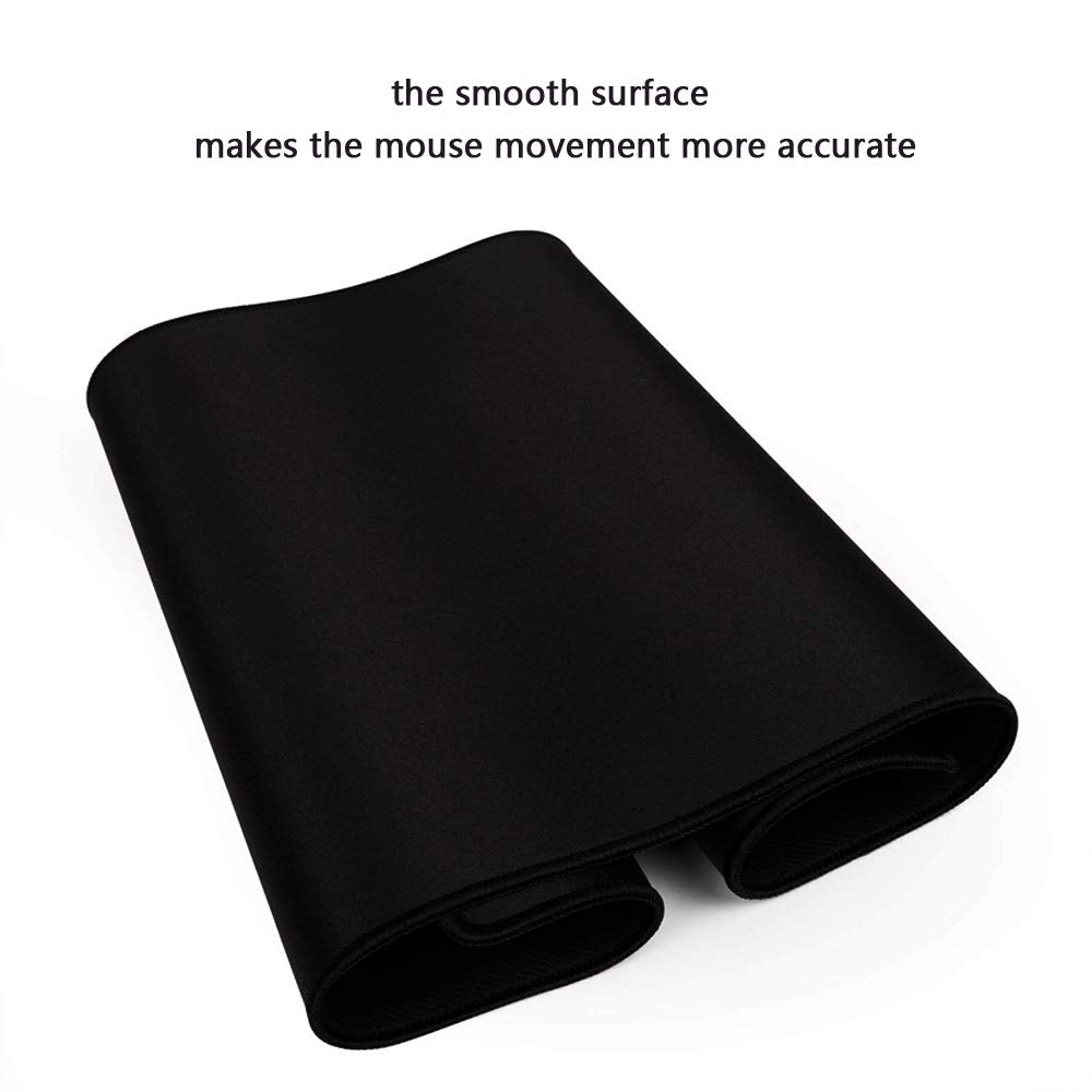 Large Gaming Mouse Pad Extended Mouse Mat Non-Slip Rubber Base Mousepad Big Desk Pad Keyboard Mat with Stitched Edge for Laptop Notebook Computer Desktop PC Gamer Office & Home (27.5" x 11.8" Black)
