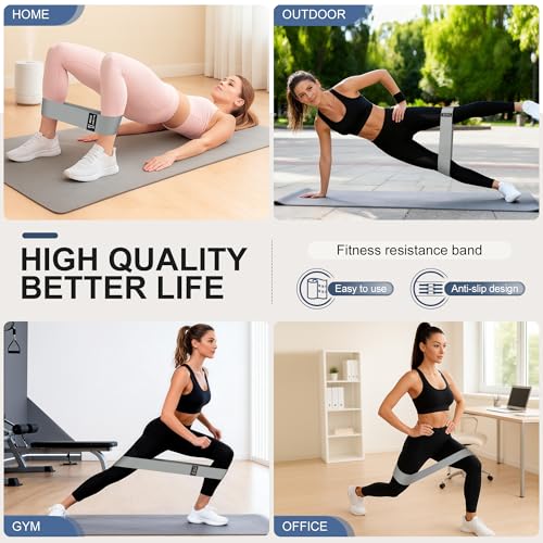 WTYIY Fabric Resistance Bands for Working Out, 3-Level Non-Slip Exercise Bands for Men and Women, Booty Bands Equipment fo...