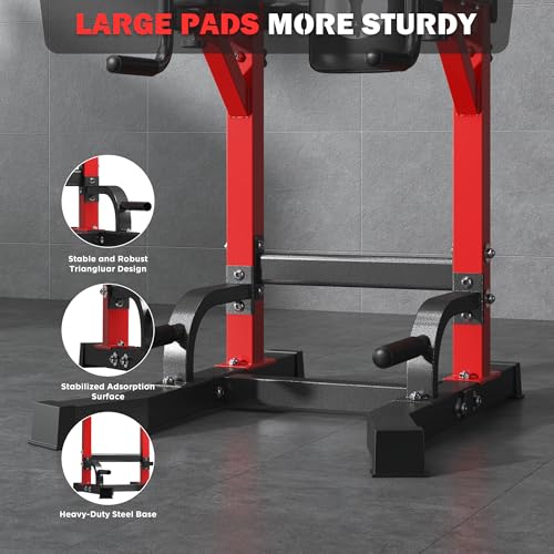 DlandHome Power Tower Pull Up Bar Station, Heavy Duty Adjustable Height for Home Gym Strength Training Equipment 330LBS We...