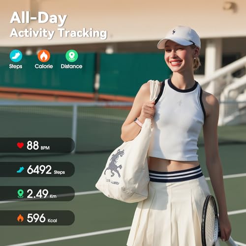 Pedometer Watch No App/Phone Required Slim Fitness Tracker, 30 Meters Waterproof 1.47'' Smart Watch, Heart Rate & Blood Ox...
