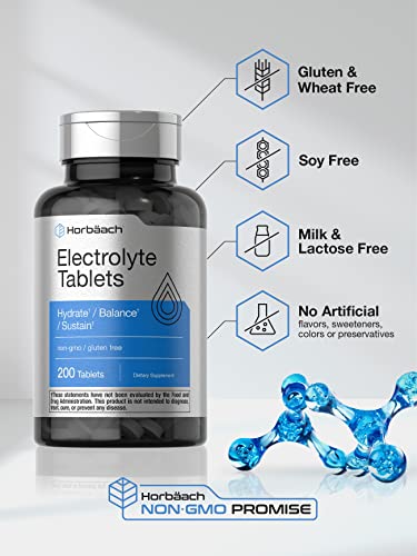 Horbäach Electrolyte Tablets | 200 Count | Vegetarian | Keto-Friendly | Non-GMO, and Gluten Free Hydration Supplement