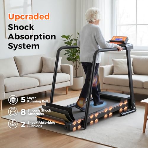 Lastforever Walking Treadmills with Extended Handrails, 2.5HP Quiet Motor, Heart Rate Monitor, 310 lbs Capacity, Treadmill...
