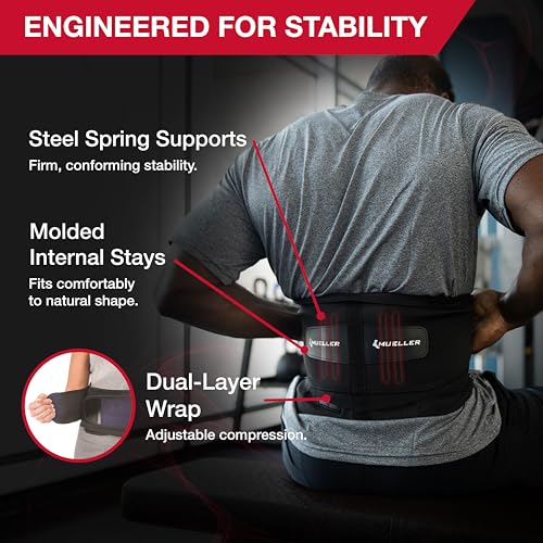 MUELLER Sports Medicine Lumbar Back Brace with Removable Pad, Ideal for Upper and Lower Back Pain, Relief & Support for Me...