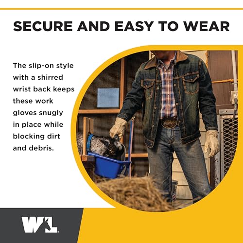 Wells Lamont Leather Work Gloves for Men – Grain Cowhide, Reinforced Palm – Ideal for Construction, Farming, Ranching – Er...