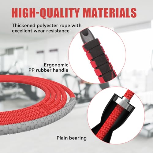 Jump Rope for Women & Men Adjustable Length Cotton Skipping Rope for Adults & Kids Workout Equipment for Weight Loss, Card...