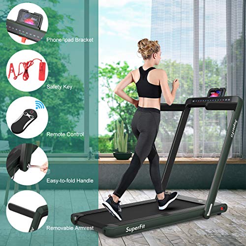 GYMAX Walking Pad, 2.25HP Dual Display Foldable Treadmill for Home with Remote/Smart App Control, Portable Compact Treadmi...