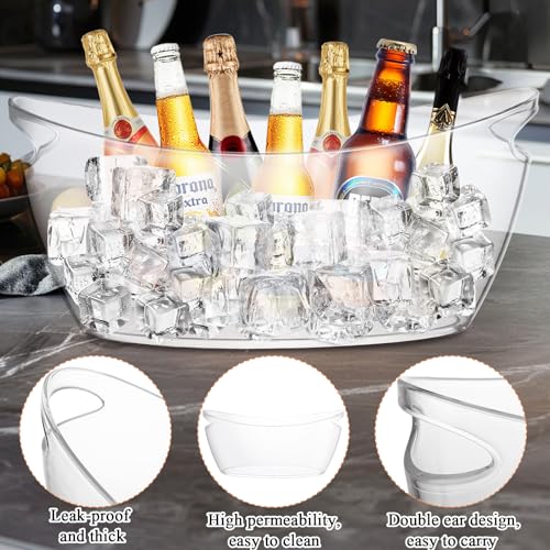MIVIDE 2 Pack Ice Buckets for Parties, 6L Clear Ice Bucket with 2pcs Scoops, Large Champagne Buckets Tub, Ice Bucket for M...
