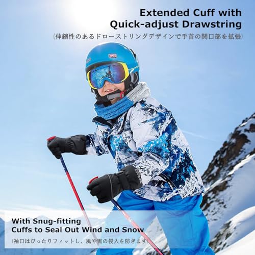 YAPJEB Kids Winter Ski Gloves Windproof Warm Gloves for Boys Girls Skating Snowboard Hiking Outdoor Sports Ages 3-14