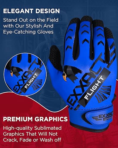Exxact Sports Flight Baseball Batting Gloves Youth & Adult with Textured Leather Palm, Softball Batting Gloves for Women/Men