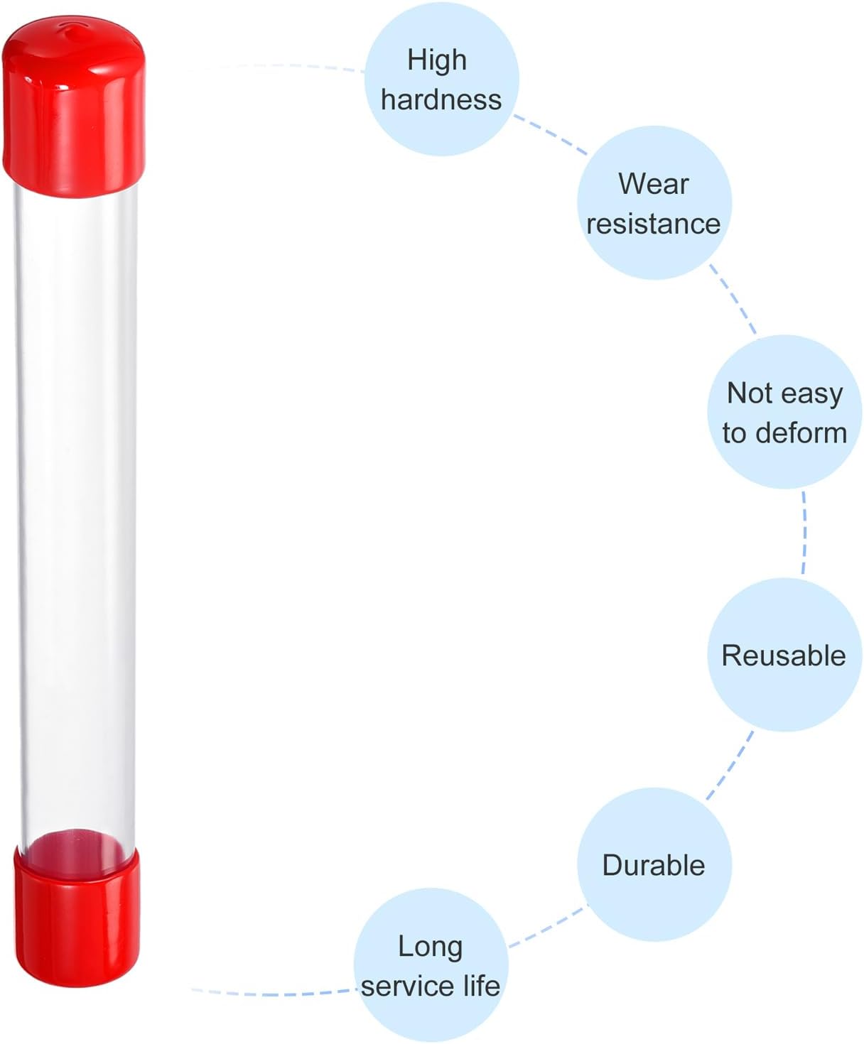 PATIKIL Clear Rigid Tube Round Plastic Tubing with Red Rubber Caps Polycarbonate Water Pipe, 305mm/ 12 Inch Length, 21mmx25mm/0.83"x1", 2 Set