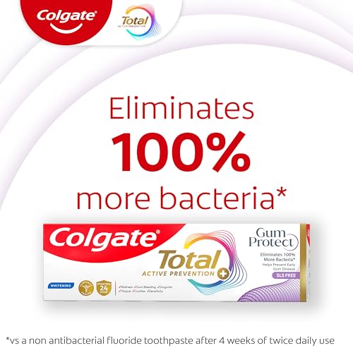 Colgate Total Active Prevention Gum Protect Whitening Toothpaste, 3 Pack, SLS Free Gingivitis Toothpaste for Bleeding Gum...