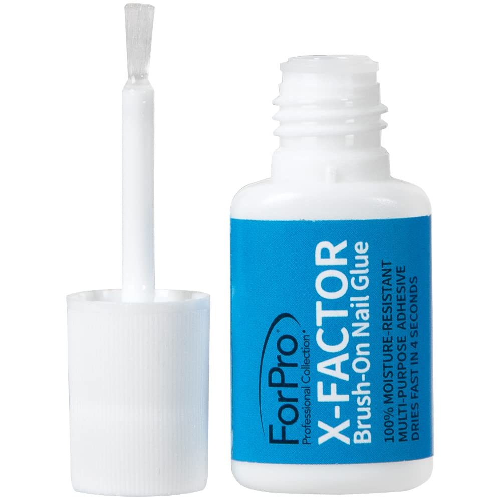 ForPro Professional Collection ForPro X-Factor Brush-On Nail Glue, Long-Lasting, Quick-Drying Nail Glue for Applying Artificial